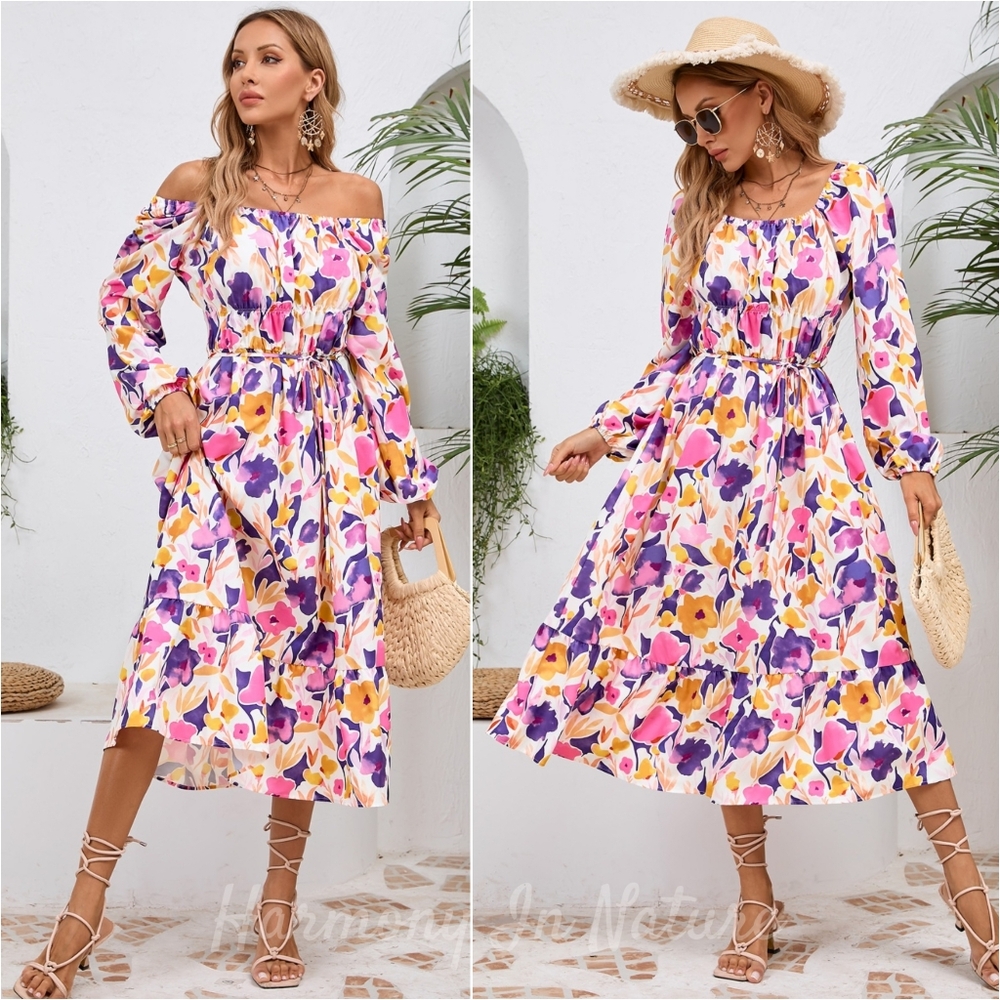 Bloom Your Way Midi Dress - Lavander